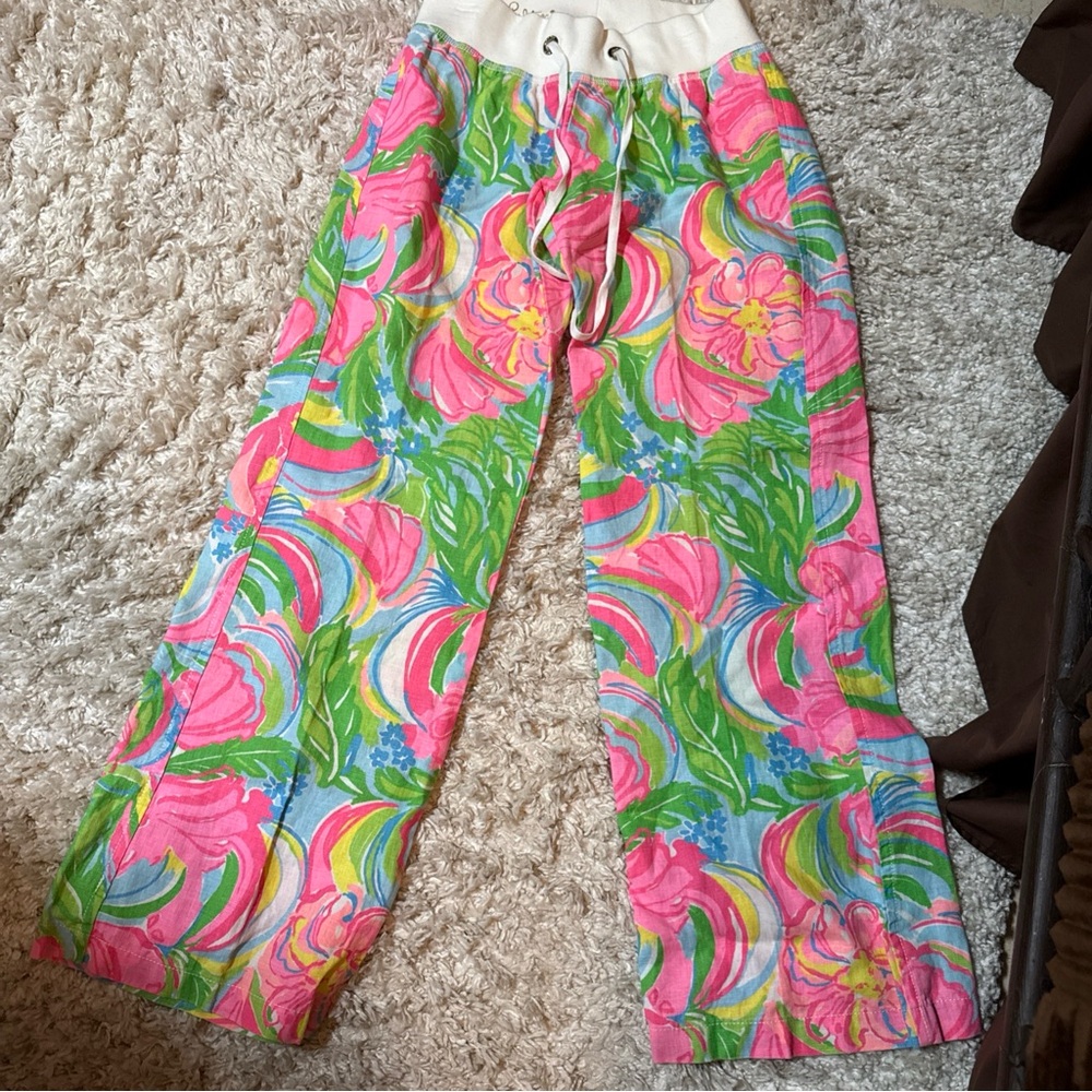 Lilly Pulitzer Pink and Green Kids Pajama Bottoms